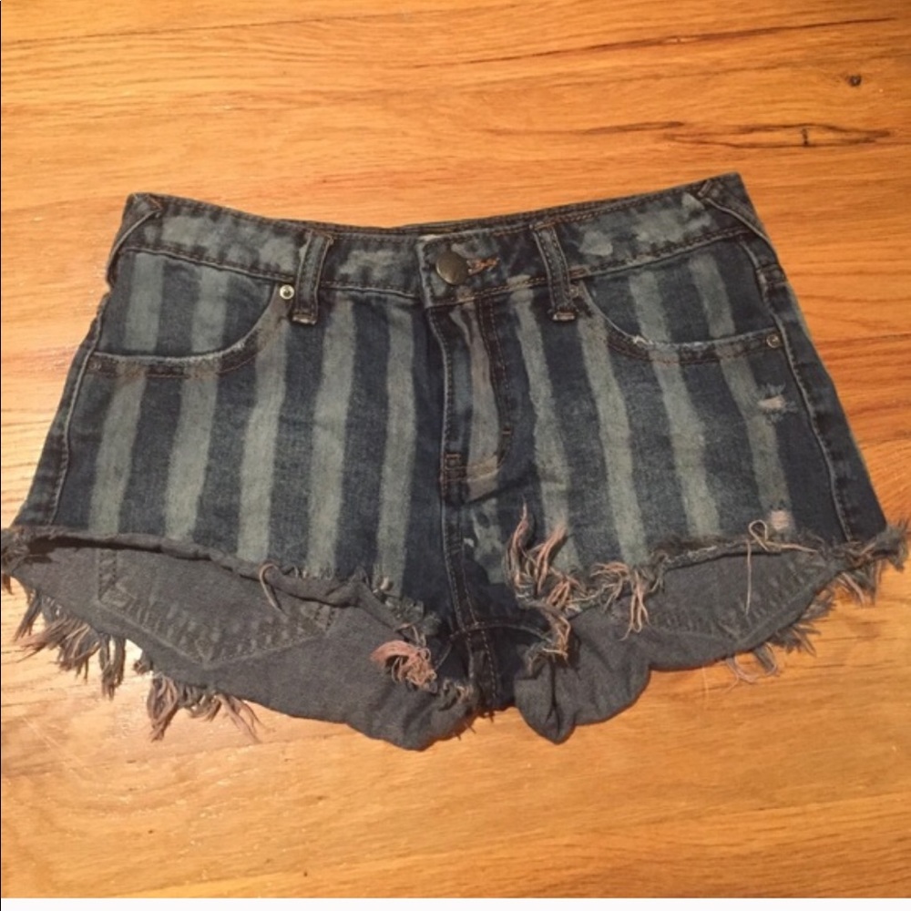 Free People Denim Striped shorts